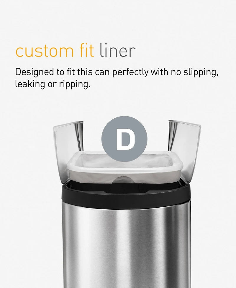 simplehuman Code D 100pk Custom Fit Liners with 5 Quick Dispense Packs, 20L Kitchen Trash Bag Liners