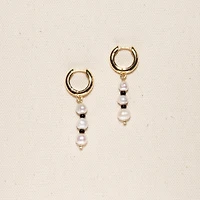 Joey Baby 18K Gold Plated Freshwater Pearl with Black Japanese Beads - Victoria Earrings For Women