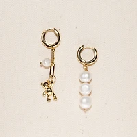 18K Gold Plated Freshwater Pearls - Help Me Sully Earrings For Women