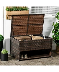 Outsunny Deck Box w/ Outdoor Towel/Shoe Rack, Inner Liner,
