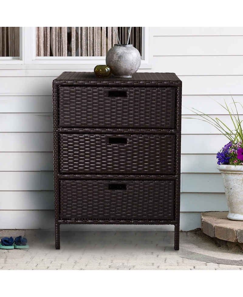 Outsunny Patio Wicker Pool Cabinet