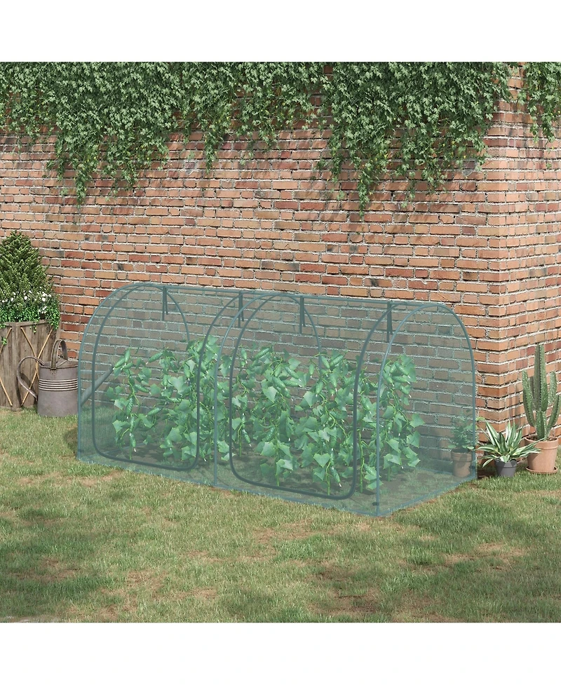 Outsunny 8 x 4ft Crop Cage with Two Zippe Doors and Storage Bag,