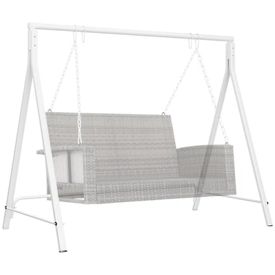 Outsunny Metal Porch Swing Stand, Heavy Duty Swing Frame, Hanging Chair Stand Only,528 Lbs Weight Capacity, for Backyard, Patio, Lawn, Playground, Whi
