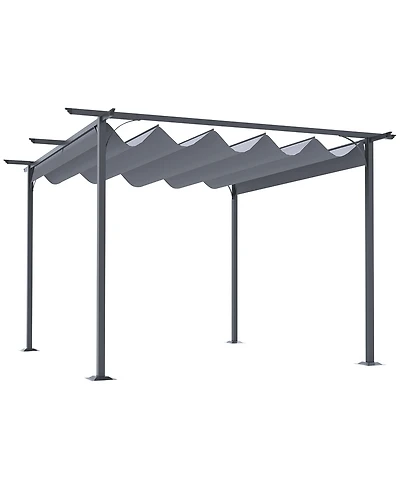 Outsunny 11.5'x11.5' Retractable Patio Gazebo Pergola, Uv Resist,