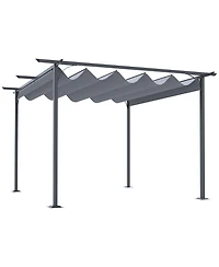Outsunny 11.5'x11.5' Retractable Patio Gazebo Pergola, Uv Resist,