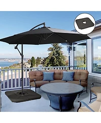 Outsunny 4-Piece 175lb Cantilever Patio Umbrella Base Weights for Offset Hanging Umbrella, Hdpe Water or Sand Filled Umbrella Weights for Cross Base S