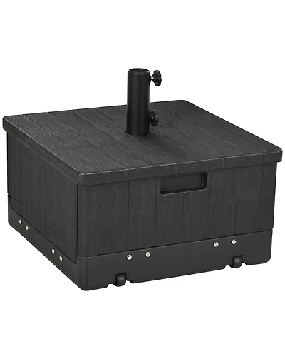 Outsunny 3-in-1 Outdoor Umbrella Base, Coffee End Table, Flower Box Planter, 175lbs Capacity Patio Umbrella Stand Table with Wheels and Handles, Black
