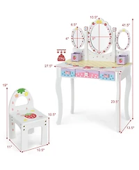 Costway Kids Vanity Princess Makeup Dressing Table Chair Set
