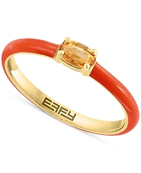 Effy Pink Opal (1/6 ct. t.w.) & Enamel Ring in Sterling Silver (Also available in Amethyst, Garnet, Citrine and Blue Topaz)