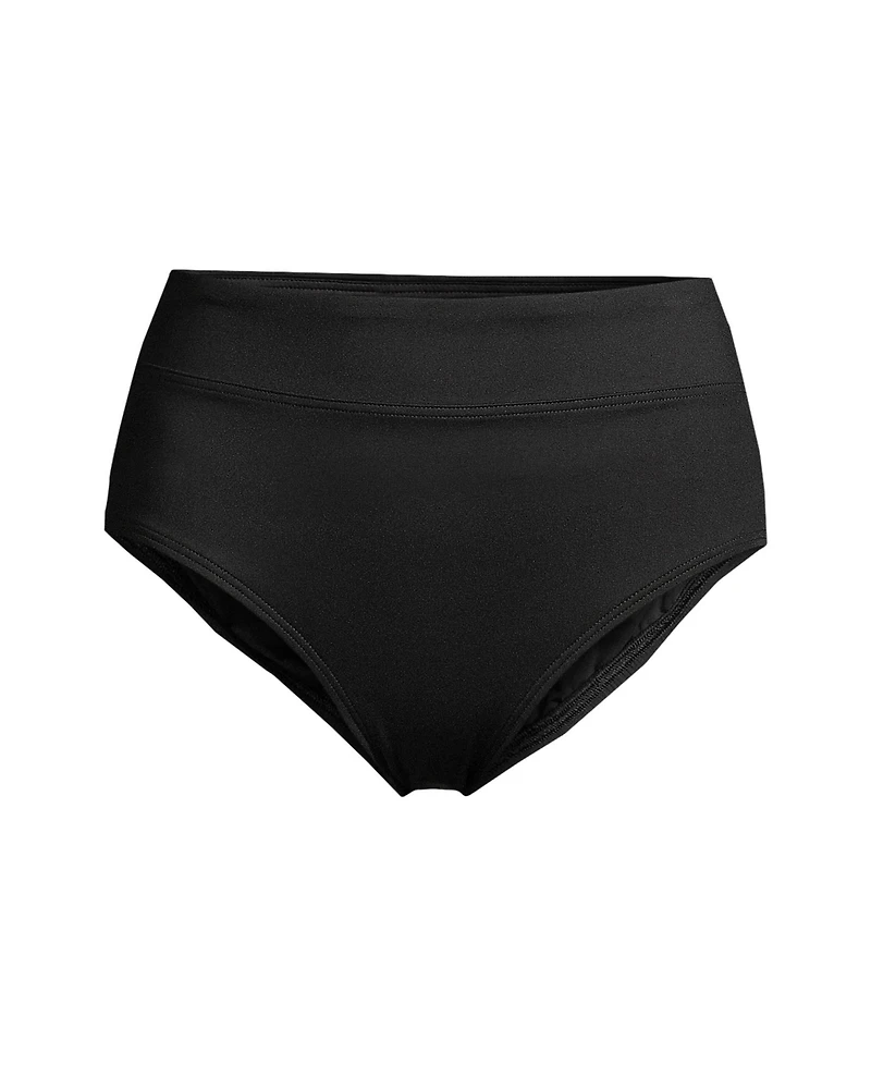 Lands' End Petite Tummy Control High Waisted Bikini Swim Bottoms