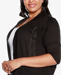Belldini Plus Size 3/4 Sleeve Open Cardigan Sweater
