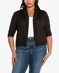Belldini Plus Size 3/4 Sleeve Open Cardigan Sweater