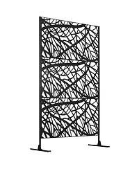 Outsunny Metal Privacy Screen W/ Sd 6.5FT Freesding Outdoor Divider