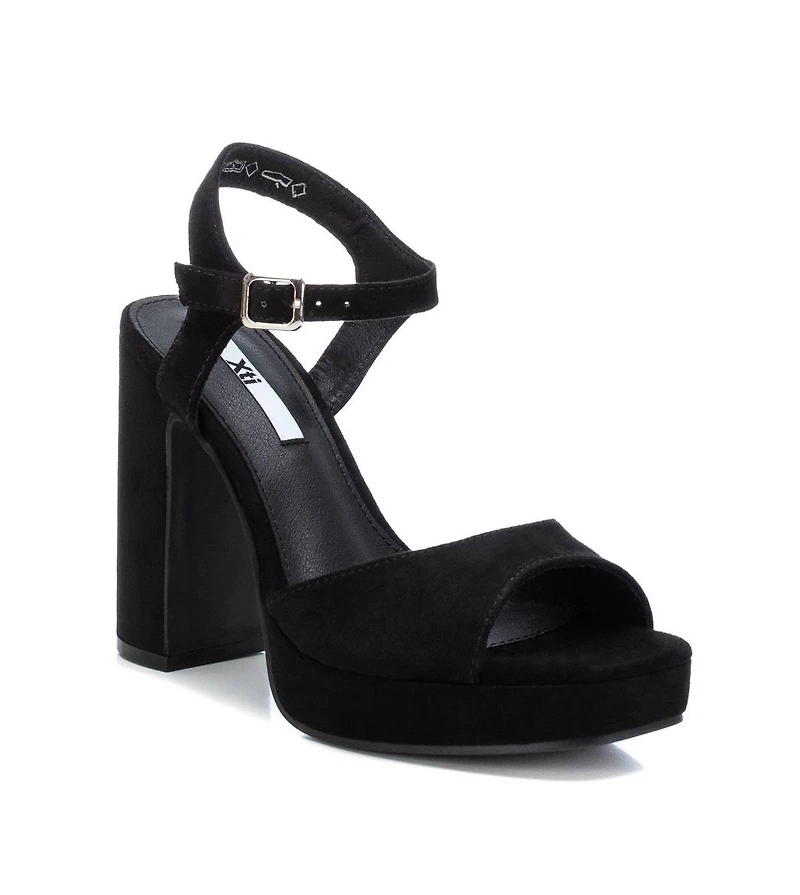 Women's Heel Suede Sandals By Xti, Black