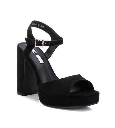 Women's Heel Suede Sandals By Xti, Black