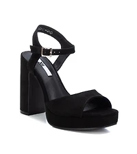 Women's Heel Suede Sandals By Xti, Black