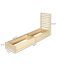 Outsunny 43" Raised Garden Bed Wooden, Planters Box with Trellis, Natural