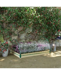 Outsunny Raised Garden Bed with house Pvc Cover, 4' x 3' x 2', Natural