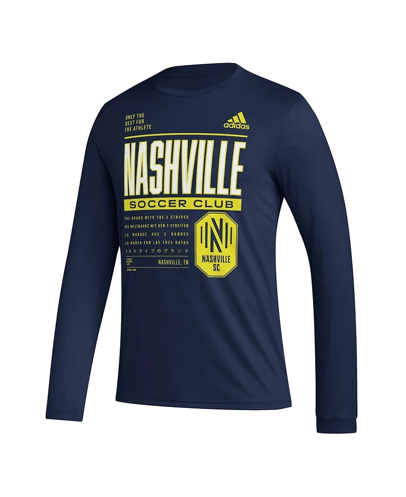 Men's adidas Navy Nashville Sc Club Dna Long Sleeve T-shirt