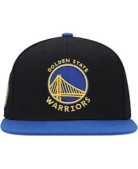 Men's Mitchell & Ness Black, Royal Golden State Warriors Side Core 2.0 Snapback Hat