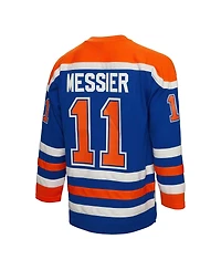 Men's Mitchell & Ness Mark Messier Royal Edmonton Oilers 1986 Blue Line Player Jersey