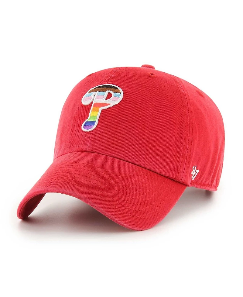 Men's '47 Brand Red Philadelphia Phillies Team Pride Clean Up Adjustable Hat