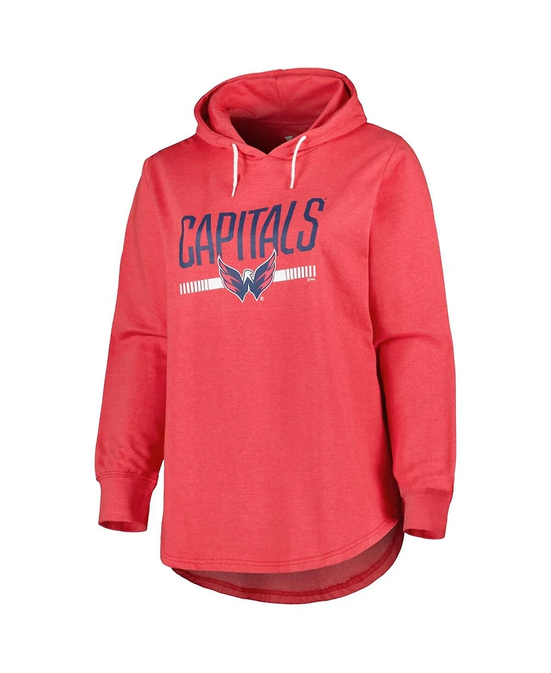 Women's Heather Red Washington Capitals Plus Fleece Pullover Hoodie