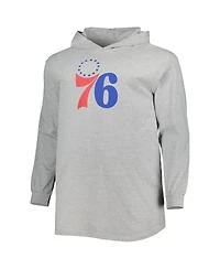 Men's Fanatics Heather Gray Philadelphia 76ers Big and Tall Pullover Hoodie