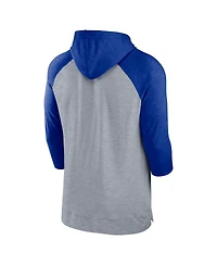 Men's Nike Heather Gray, Heather Royal Buffalo Bills Raglan 3/4-Sleeve Pullover Hoodie