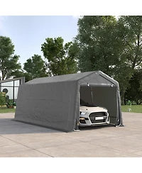 Outsunny 20' x 10' Carport Portable Garage, Heavy Duty Storage Tent, Patio Storage Shelter w/ Anti-uv Pe Cover and Double Zipper Doors, for Motorcycle