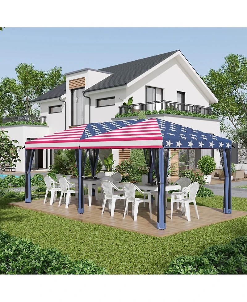 Outsunny Outdoor 10' x 20' Patio Gazebo Outdoor Pop-Up Canopy with Sidewalls, 6 Mesh Walls for Party, Events, Backyard, Lawn