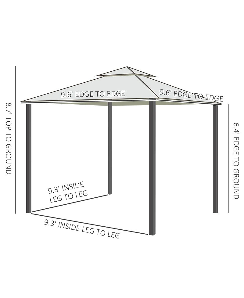Outsunny 9.6' x 9.6' Patio Gazebo, Outdoor Canopy Shelter,