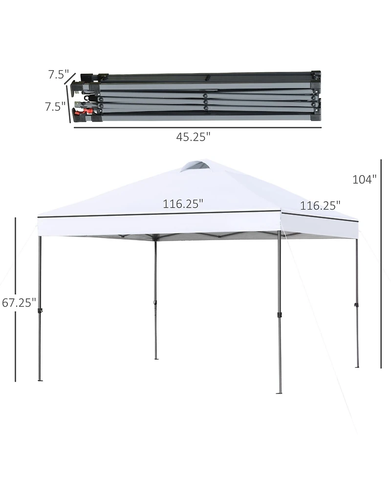 Outsunny 9.7' x 9.7' Pop Up Canopy Tent, Gazebo w/ Carry Bag, Dark