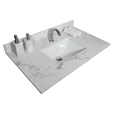 Streamdale Furniture 31 Inch Bathroom Stone Vanity Top Engineered Marble With Undermount Ceramic