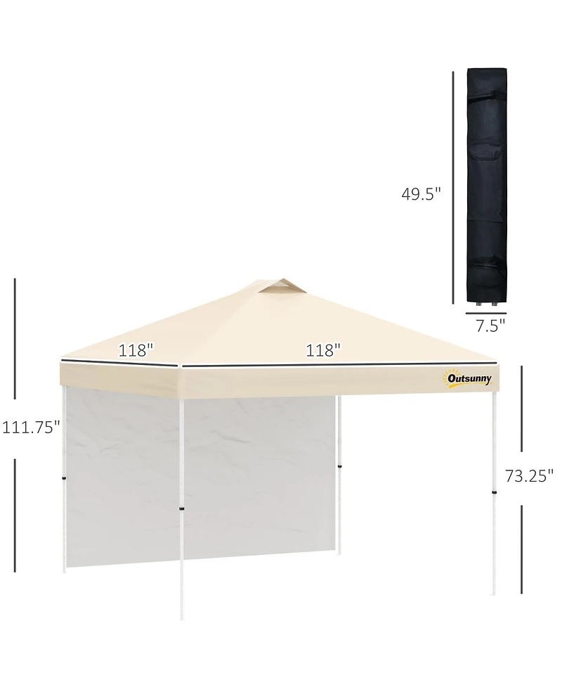 Outsunny 10' Pop-Up Foldable Gazebo with Roller Bag Sidewall