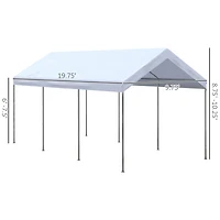 Outsunny 20' x 10' Height Adjustable Carport Patio Storage Shelter,