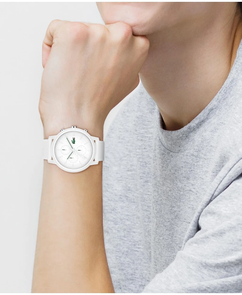 Lacoste Men's L 12.12. Chrono White Silicone Strap Watch 43mm