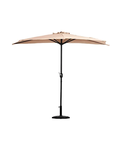 9 Ft Outdoor Patio Half Market Umbrella with Base Set