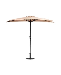 9 Ft Outdoor Patio Half Market Umbrella with Base Set