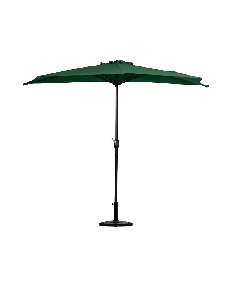 9 Ft Outdoor Patio Half Market Umbrella with Base Set