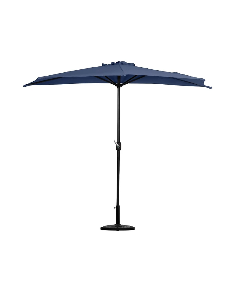 9 Ft Outdoor Patio Half Market Umbrella with Base Set