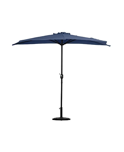 9 Ft Outdoor Patio Half Market Umbrella with Base Set