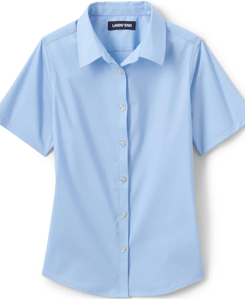 Lands' End Big Girls No Gape Short Sleeve Stretch Shirt