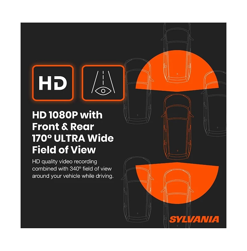 Sylvania Roadsight Mirror Dash Camera and Backup Camera - 340 degree View