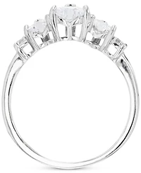 Cubic Zirconia Triple Heart Ring Sterling Silver