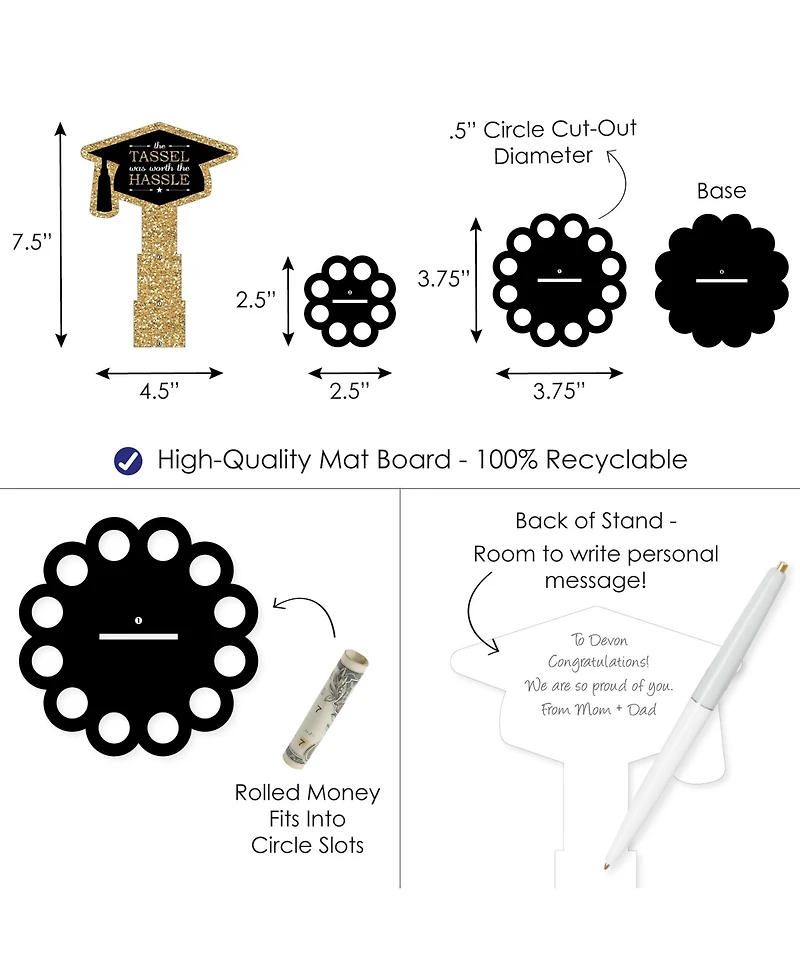Tassel Worth The Hassle Gold Diy Graduation Party Money Holder Gift Cash Cake
