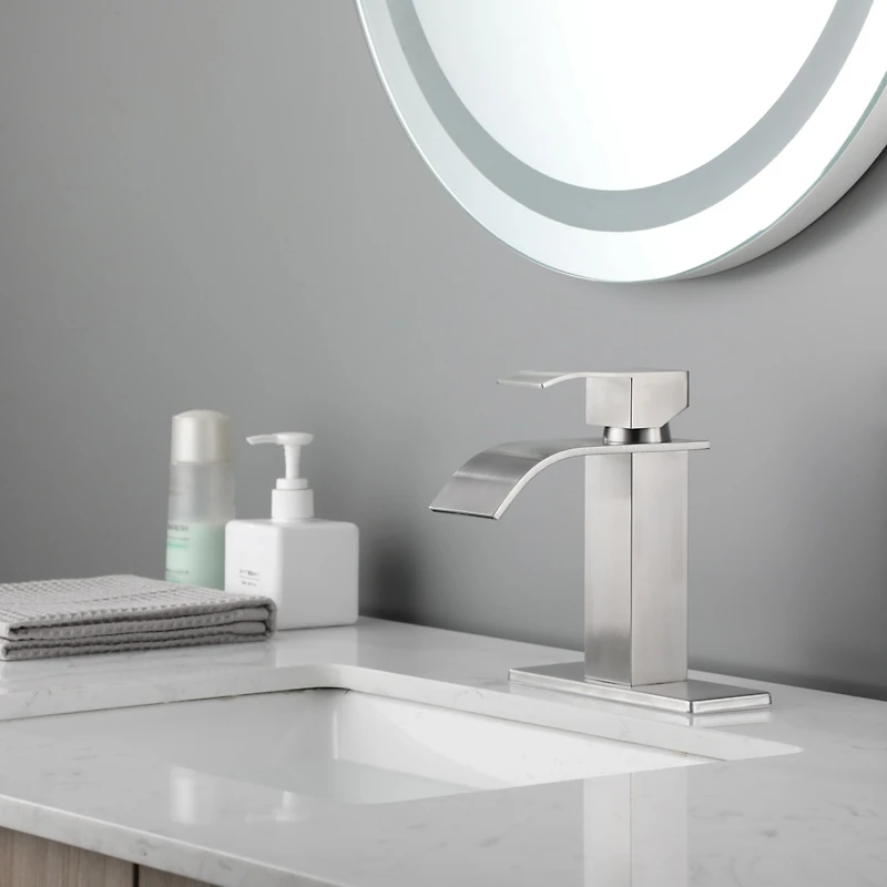 Streamdale Furniture Waterfall Spout Bathroom Faucet, Single Handle Bathroom Vanity Sink Faucet