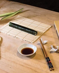 Helen's Asian Kitchen Sushi Rolling Set, Includes 2 Sushi Mats 2 Rice Paddles and 10-Pair Silk Wrapped Bamboo Chopsticks