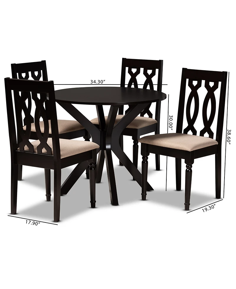 Callie Modern and Contemporary Fabric Upholstered 5 Piece Dining Set