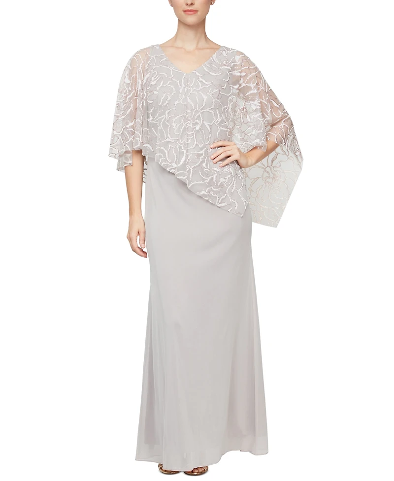 Sl Fashions Petite Printed Asymmetrical Popover Top Dress